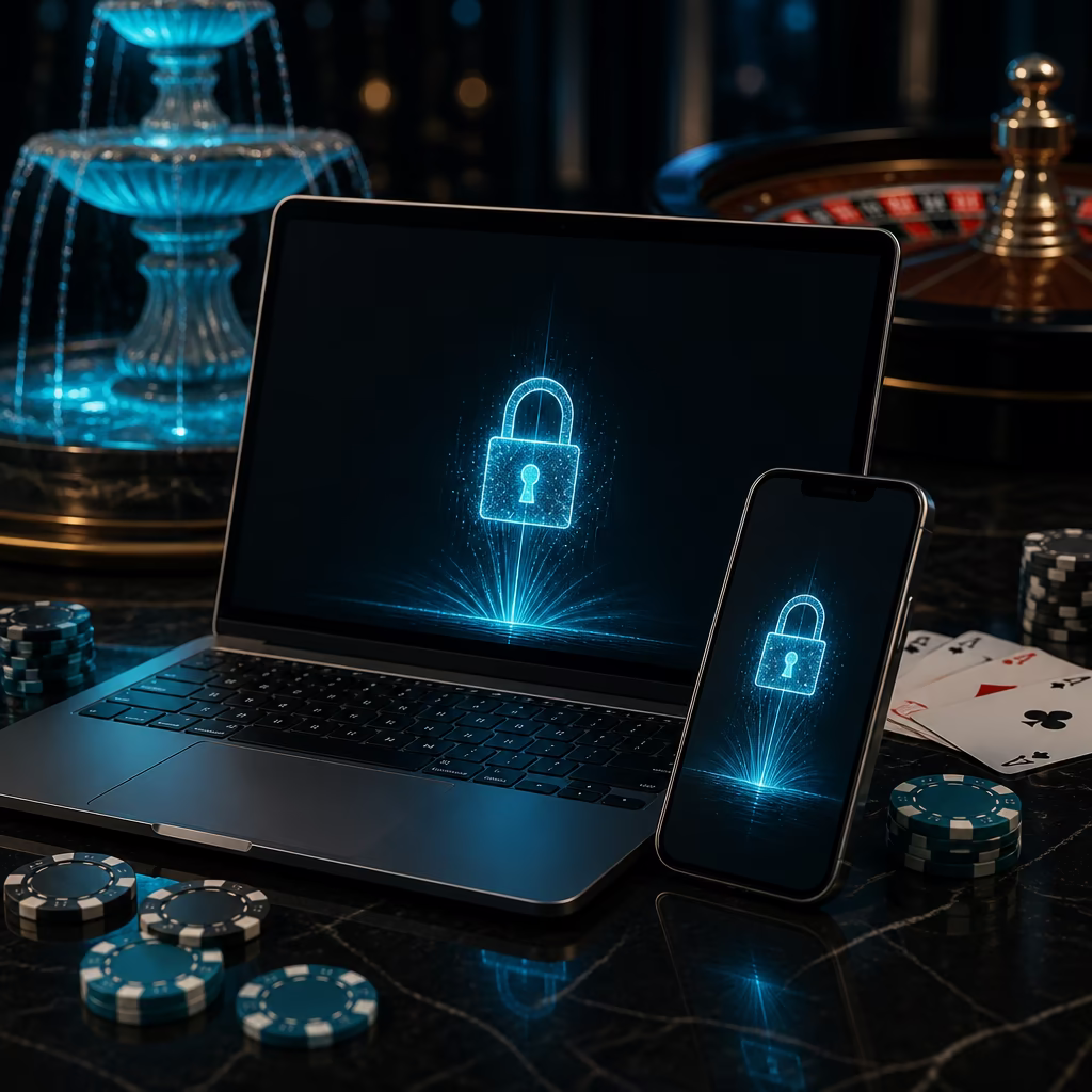 Symbolische Login-Prüfung mit Smartphone und Laptop
